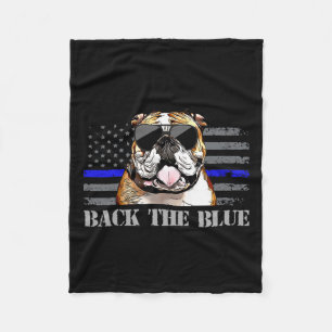 Couverture Polaire Ligne Bleue Mince Drapeau américain Police Chien