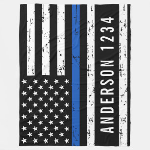 Couverture Polaire Ligne Bleue Mince Insigne personnalisé Officier de