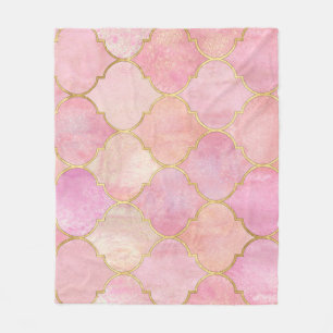 Couverture Polaire Ligne d'or marocaine : Aquarelle rose