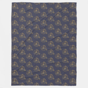 Couverture Polaire Ligne Monocycle Vieux Or Dessin Marine Bleu