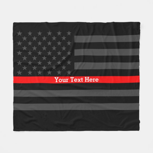 Couverture Polaire Ligne rouge mince drapeau noir personnalisé de (Devant (Horizontal))