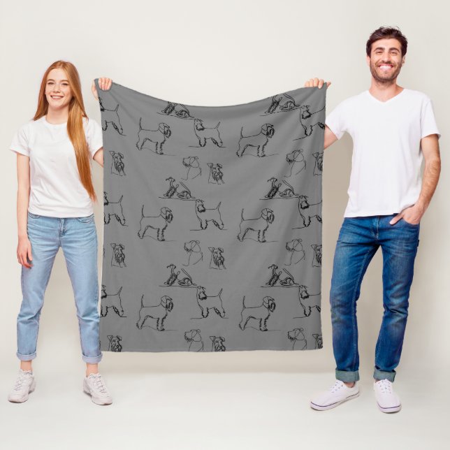 Couverture Polaire Ligne Schnauzer miniature Gris Art 1-5 (En situation)