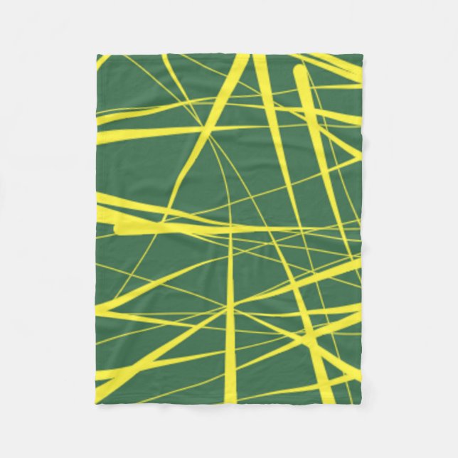 Couverture Polaire Lignes abstraites vertes et jaunes (Devant)