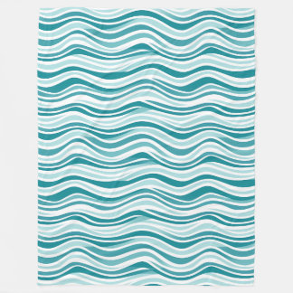 Couverture Polaire Lignes bleu clair / vert ondulé sur Arrière - plan