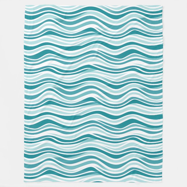 Couverture Polaire Lignes bleu clair / vert ondulé sur Arrière - plan (Devant)