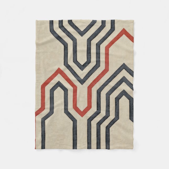 Couverture Polaire Lignes graphiques orange et bleu (Devant)