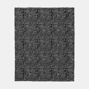 Couverture Polaire Lignes tourbillonnant blanches en noir
