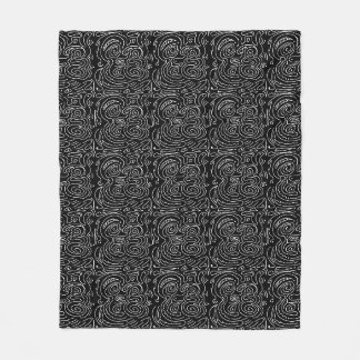 Couverture Polaire Lignes tourbillonnant blanches en noir