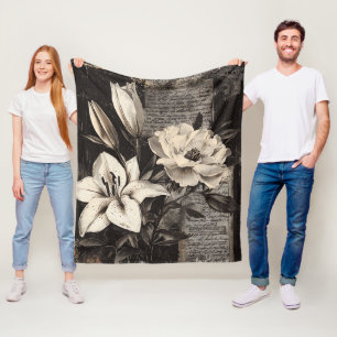Couverture Polaire Lily gothique botanique blanc antique