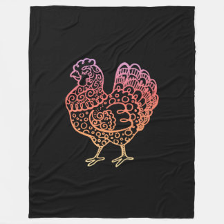 Couverture Polaire Lineart de poulet orange