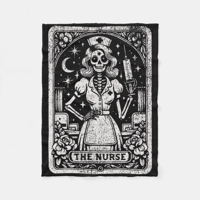Couverture Polaire L'infirmière Skeleton Tarot Card Drôle infirmière  (Devant)