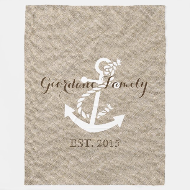 Couverture Polaire Linge Beige Avec Mariage blanc rustique Ancre 2 (Devant)