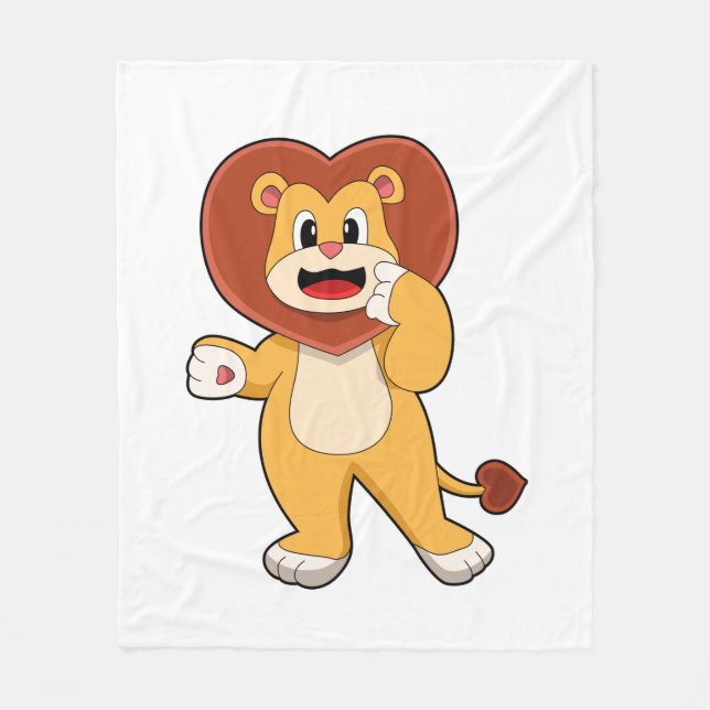 Couverture Polaire Lion avec coeur (Devant)