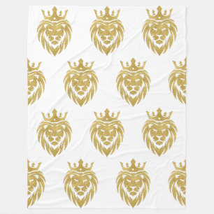 Couverture Polaire Lion Avec Couronne - Style Or 3