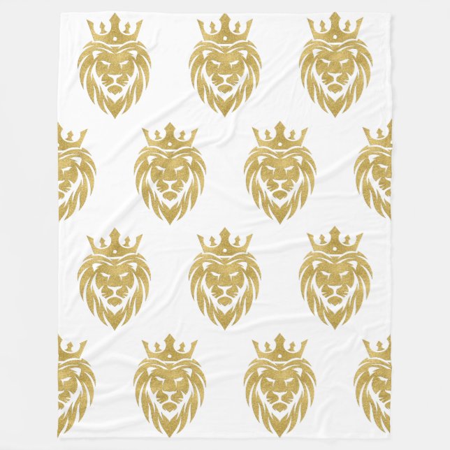 Couverture Polaire Lion Avec Couronne - Style Or 3 (Devant)