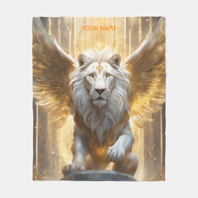Couverture Polaire Lion blanc Angélique mignon Imaginaire (Devant)