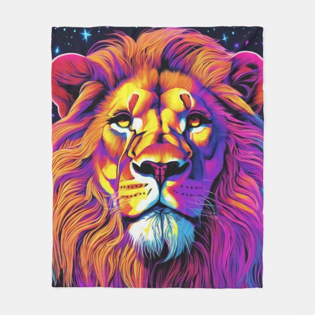 Couverture Polaire Lion coloré (Devant)
