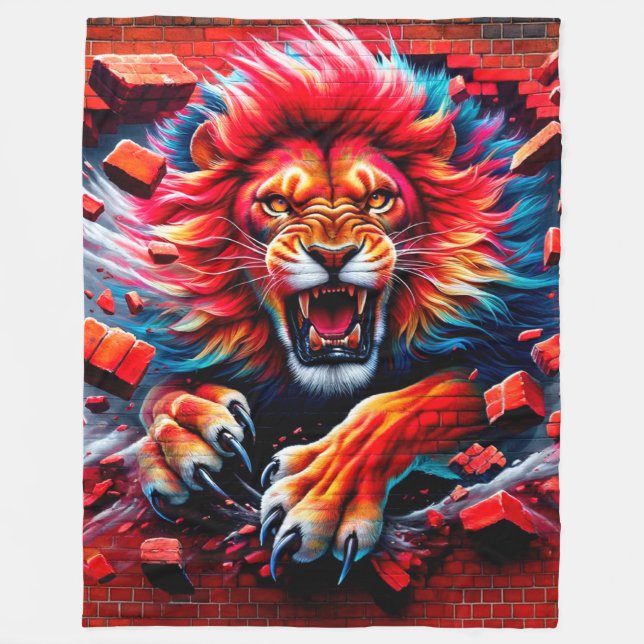 Couverture Polaire Lion en colère (Devant)