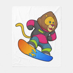 Couverture Polaire Lion en Snowboard avec Snowboard