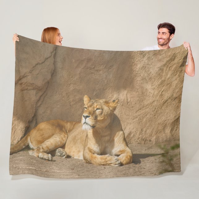 Couverture Polaire Lion Fleece Blanche (En situation)