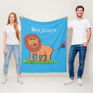 Couverture Polaire Lion joyeux avec dessin animé de papillon