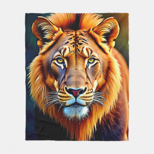 Couverture Polaire Lion Majestueux : Âme du Roi Sauvage Art