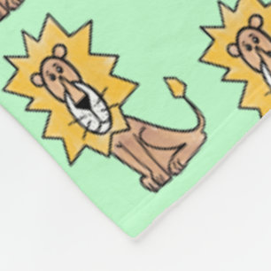 Couverture Polaire lion mignon dessin animé enfants rétro safari jung