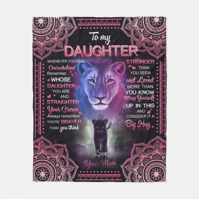Couverture Polaire Lion Personnalisé À Ma Fille De Ta Mère (Devant)