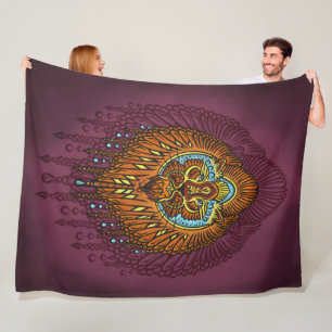 Couverture Polaire Lion Regal Spirit La Rue Mandala Tribale Ornée