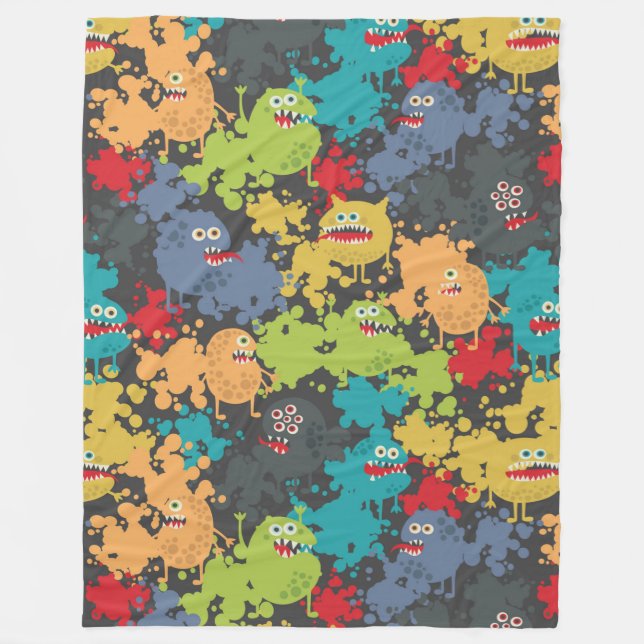 Couverture Polaire Little cute funny monsters (Devant)