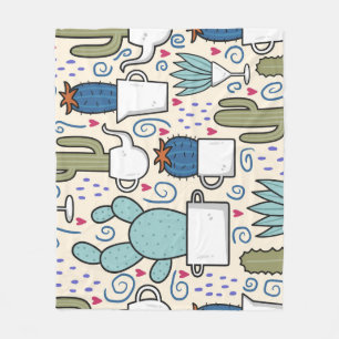 Couverture Polaire Llama Cactus : Conception sans fil dessinée à la m