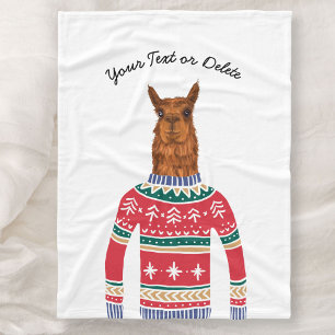 Couverture Polaire Llama Portant un drôle de Noël moche Sweat nordi