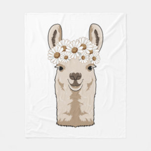 Couverture Polaire Llama with white Blossoms