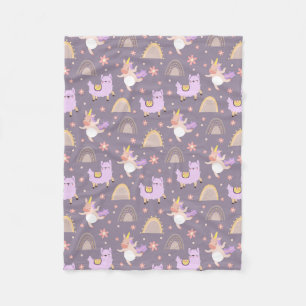 Couverture Polaire Llamas Et Unicornes Blanche Toison