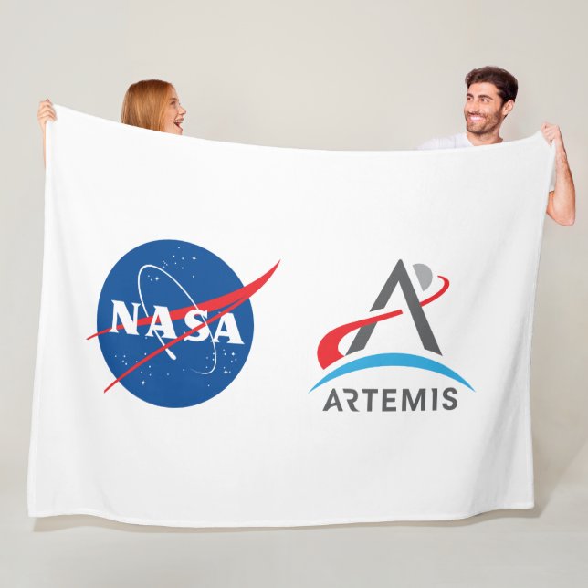 Couverture Polaire Logo de la NASA Artemis Rocket Blanc (En situation)