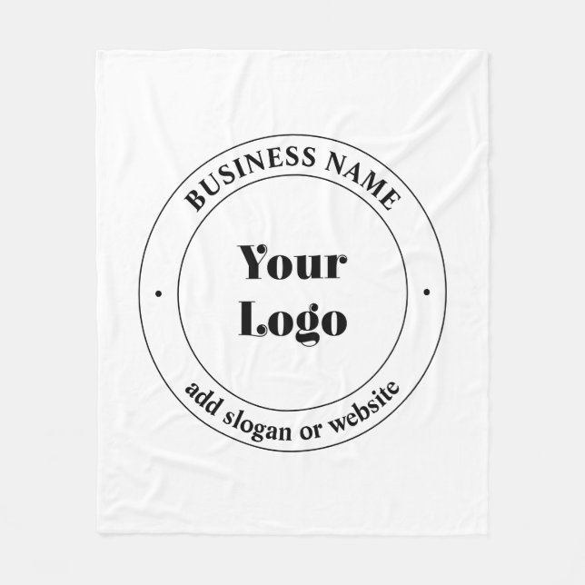 Couverture Polaire Logo d'entreprise et texte promotionnel | Blanc (Devant)