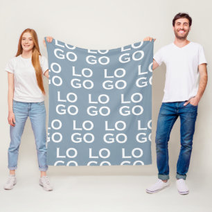 Couverture Polaire Logo personnalisé d'entreprise sur fond bleu clair