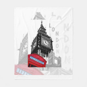 Couverture Polaire London Big Ben Red Téléphone