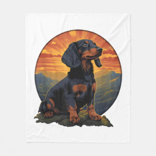 Couverture Polaire Long Haired Dachshund amoureux de animal retro vin