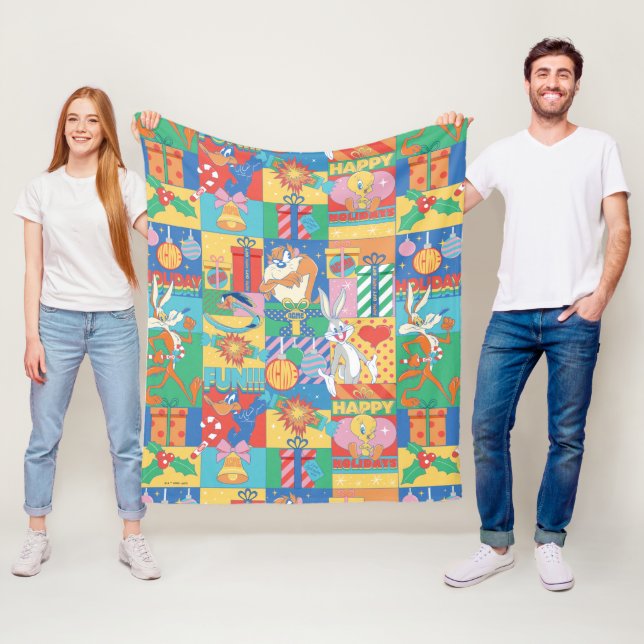 Couverture Polaire LOONEY TUNES™ | Joyeuses fêtes Motif de Noël (En situation)