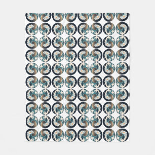 Couverture Polaire Lotus blanc et vague océanique - Élégance en mouve