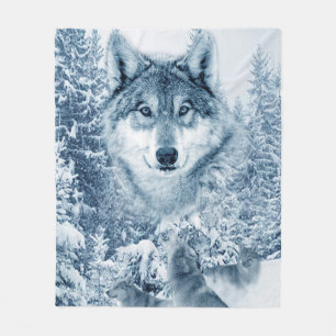Couverture Polaire Loup blanc amérindien