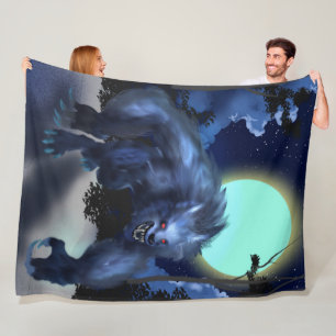 Couverture Polaire Loup-garou dans le clair de lune