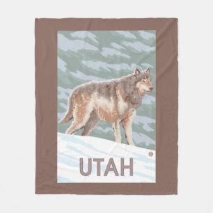 Couverture Polaire Loup gris StandingUtah