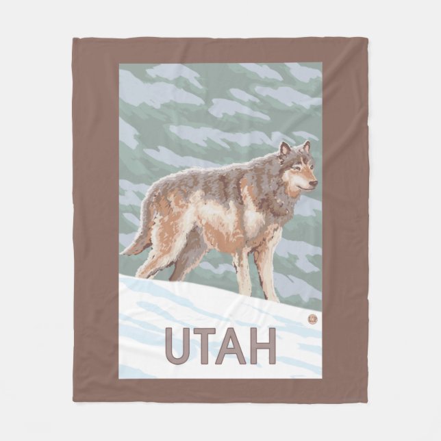 Couverture Polaire Loup gris StandingUtah (Devant)