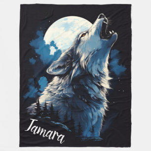 Couverture Polaire Loup hurleur personnalisé