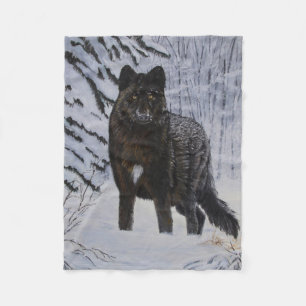 Couverture Polaire Loup noir