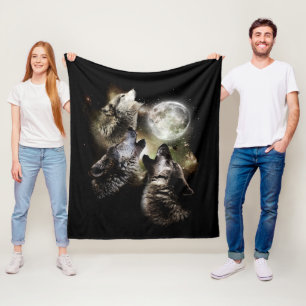 Couverture Polaire Loups Hurlements Pleine Lune