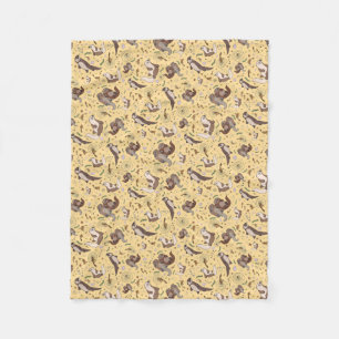 Couverture Polaire Loutres en jaune