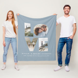 Couverture Polaire Love 4 photo bleu poussiéreux cadeau personnalis